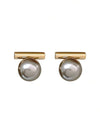 Gold Plated Gray Pearl Stud Earrings