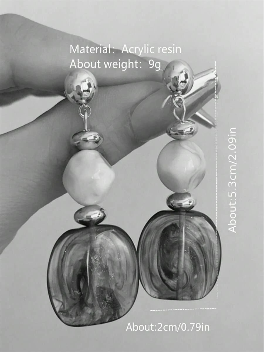 Vintage Asymmetrical Tie Dye Pendant Earrings