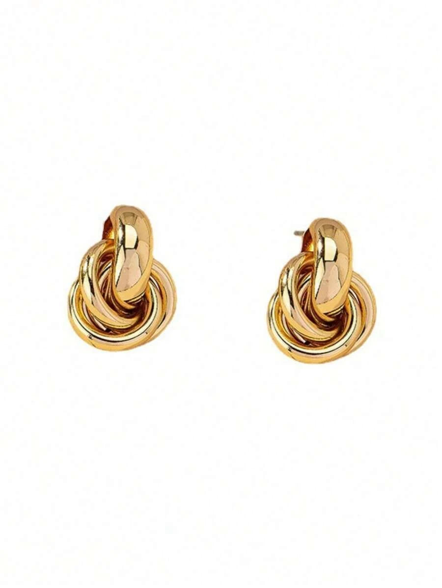 Geometric Double Circle Stud Earrings