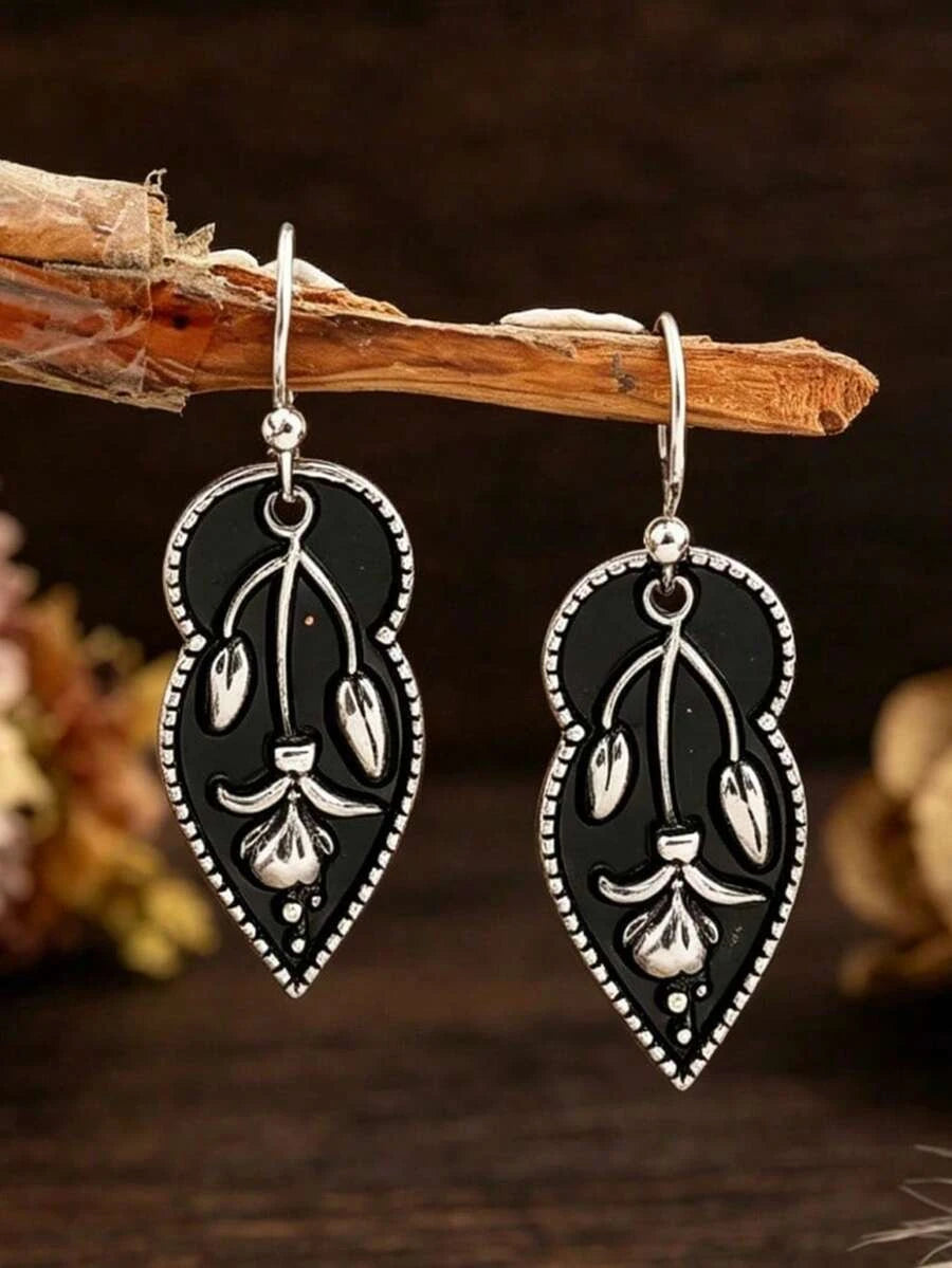 Vintage Floral Resin Earrings