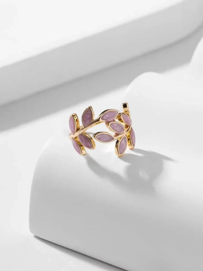 Color Block Leaf Cuff Ring
