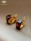 Resin C-Shaped Hoop Earrings