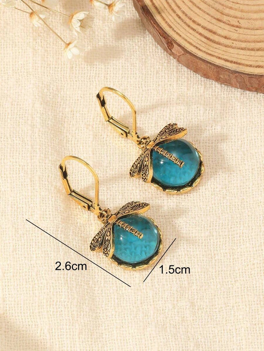 Vintage Dragonfly Drop Earrings