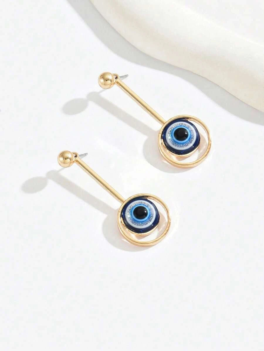 Minimalist Turkish Blue Eye Earrings