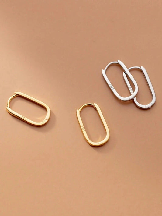 Minimalist Gold Plated Oval Hoop Earrings