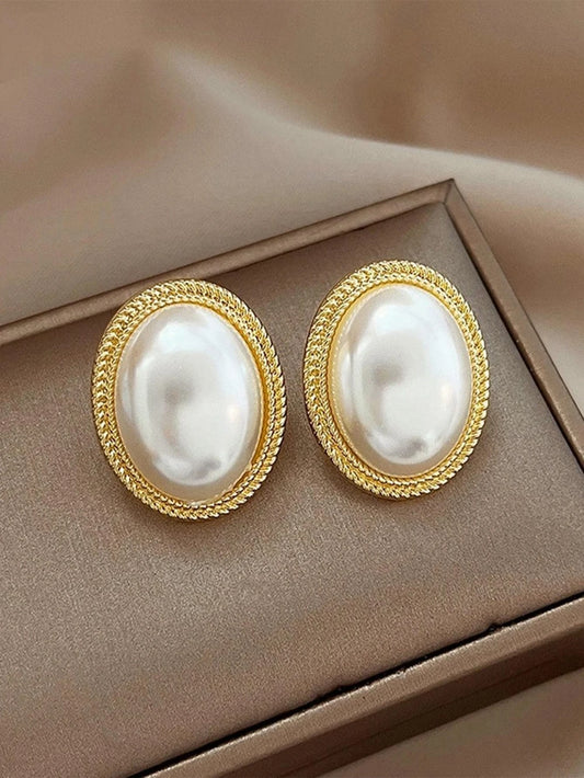French Vintage Faux Pearl Stud Earrings