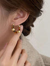 Tiger Eye Beaded Hoop Earrings