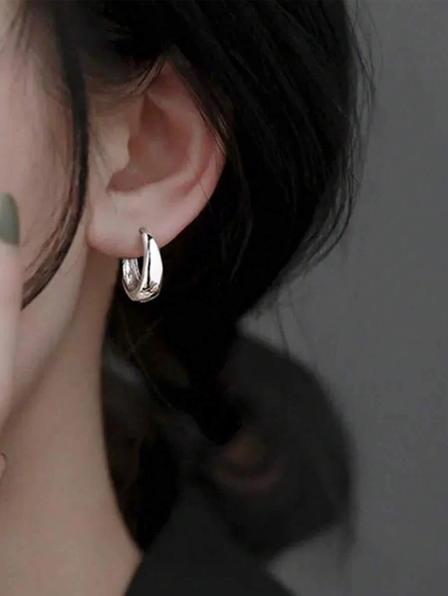 Burgundy Geometric Hoop Earrings