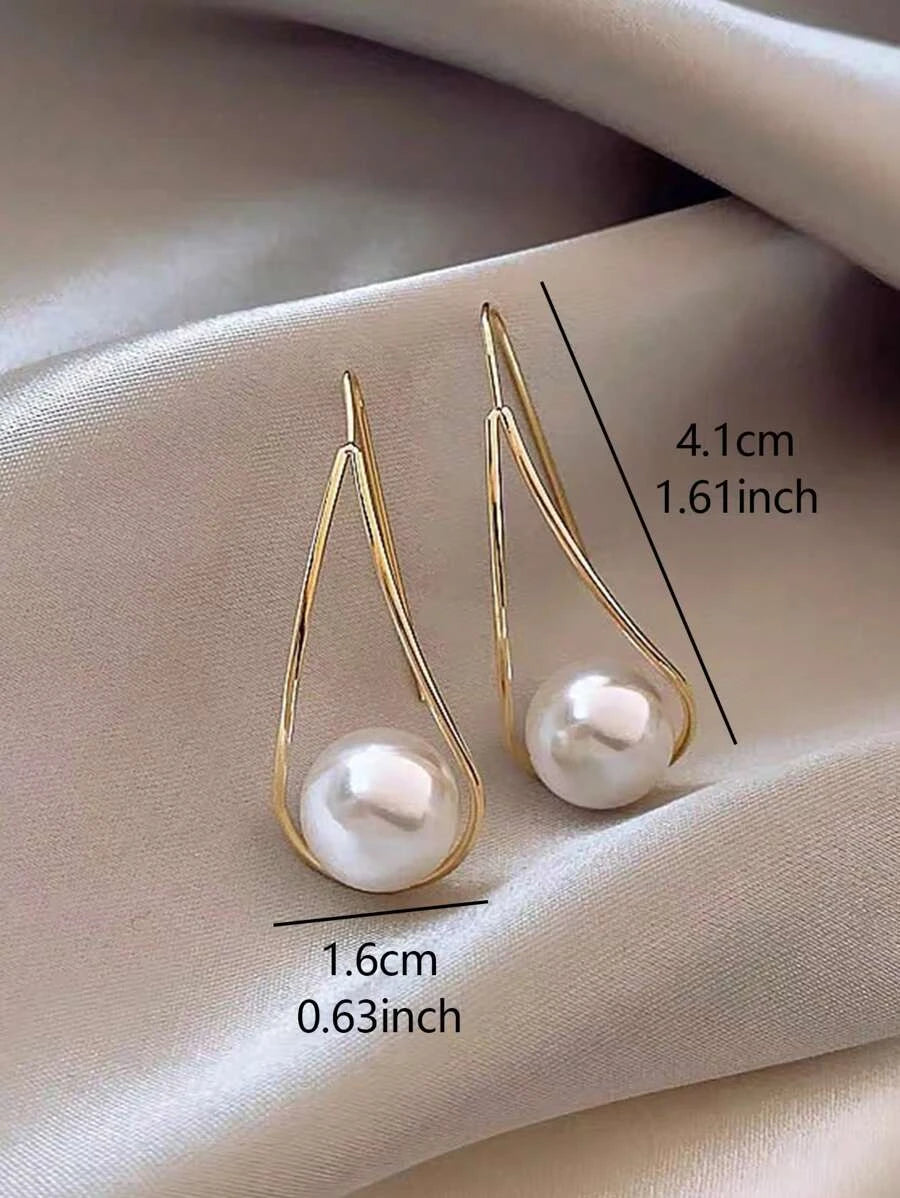 Vintage Faux Pearl Copper Dangle Earrings