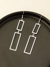 Silver Rectangle Drop Earrings
