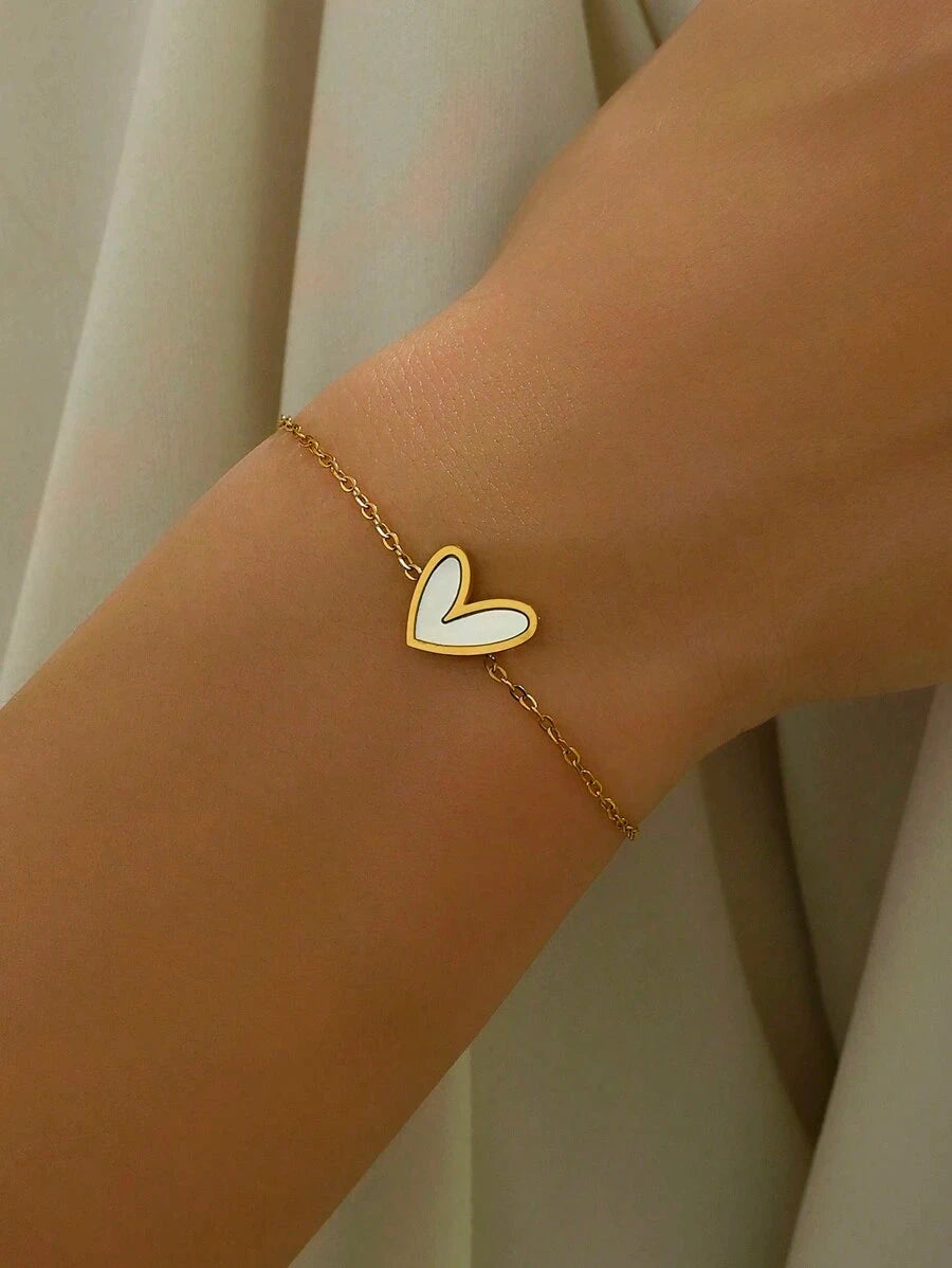 Gold Plated Stainless Steel Asymmetrical Heart Bracelet