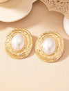 Vintage Textured Oval Pearl Earrings