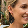 Wood Lace Pattern Carved Drop Earrings