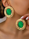 Asymmetrical Oval Printed Acrylic Earrings
