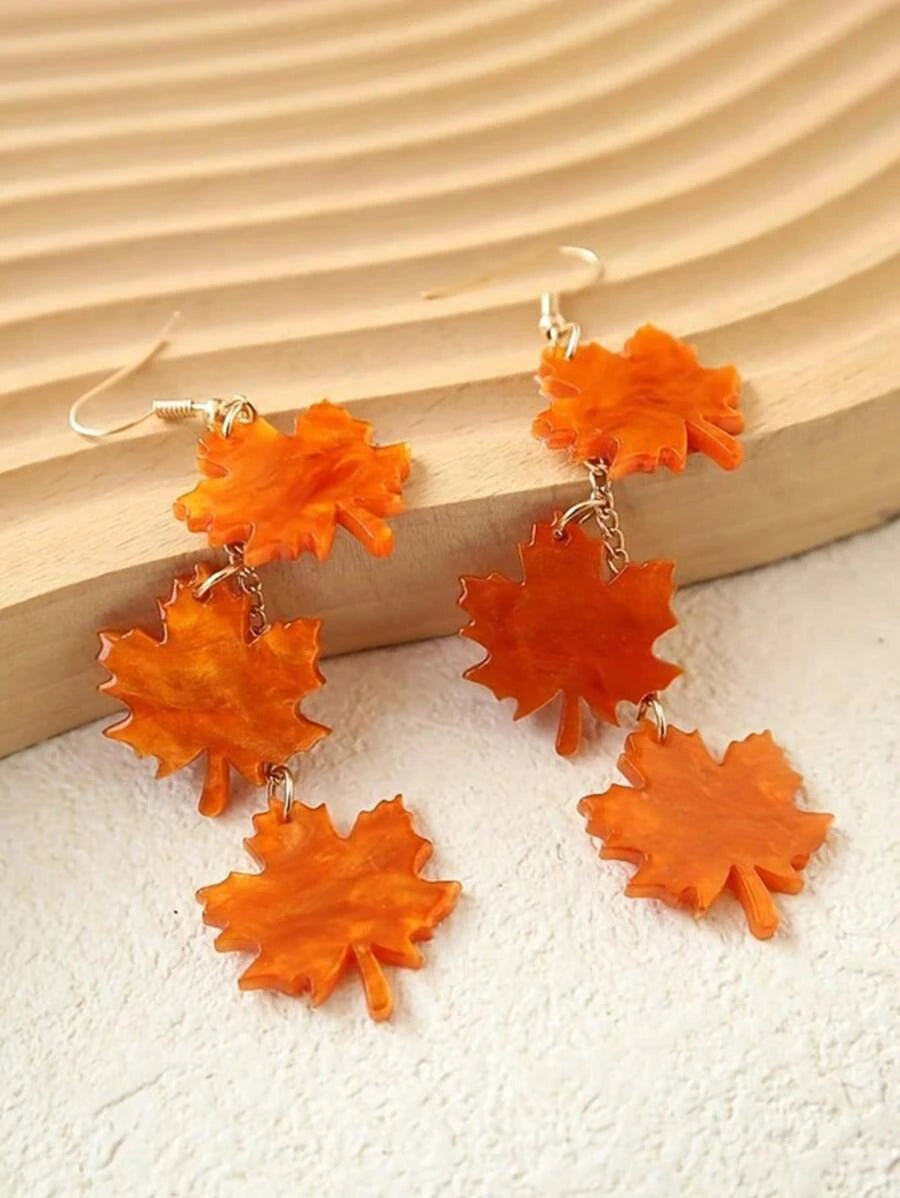 Autumn Maple Leaf Acrylic Earrings