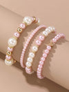 Faux Pearl Beaded Bracelet Set