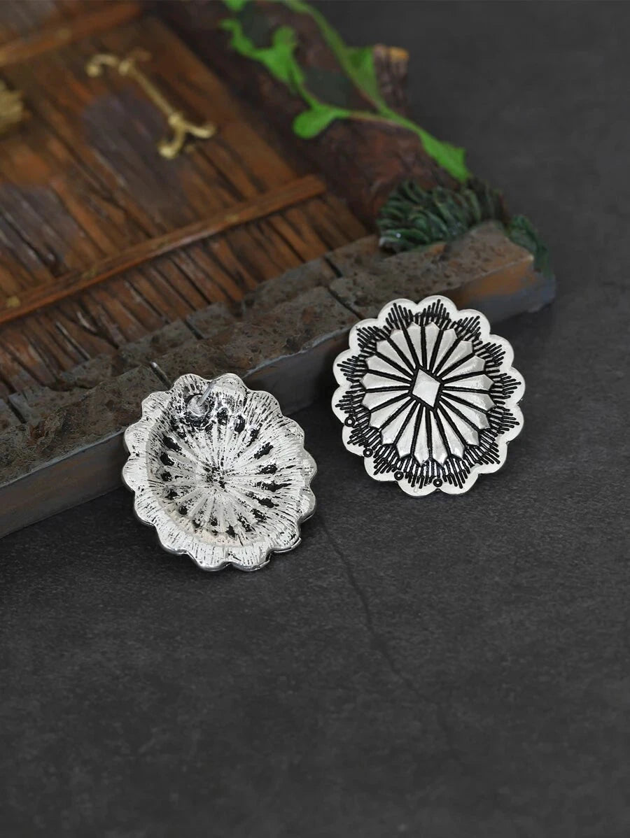 Vintage Carved Geometric Earrings