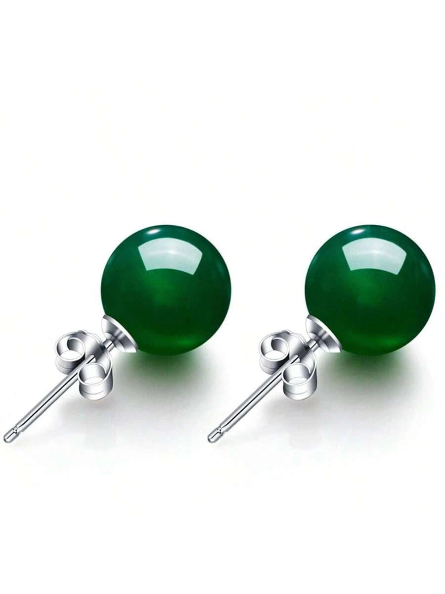 Minimalist Purple Stone Silver Stud Earrings