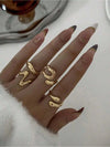 Retro Geometric Asymmetrical Ring Set