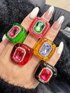 Colorful Asymmetrical Bubble Resin Ring