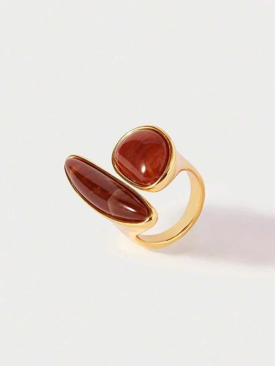 Glisma Gold Plated Geometric Open Ring