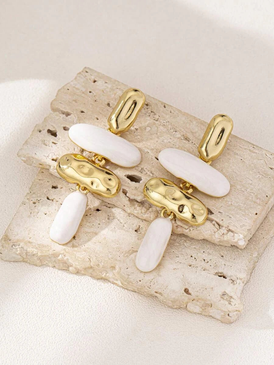 Asymmetrical Geometric Enamel Drop Earrings