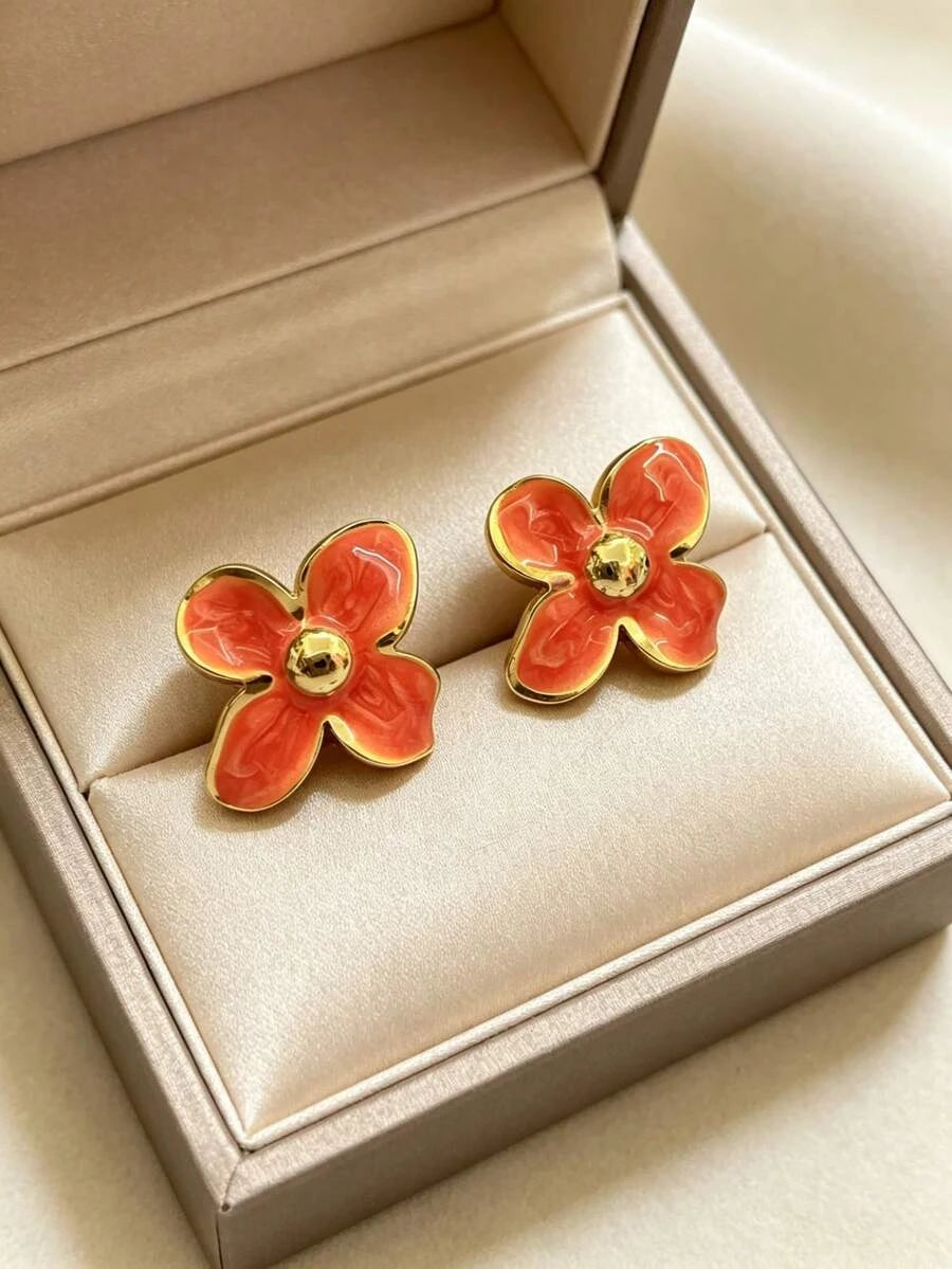 Elegant Stainless Steel Flower Earrings