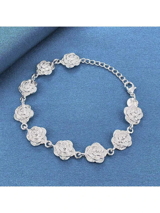 Sterling Silver Plated Rose Bracelet