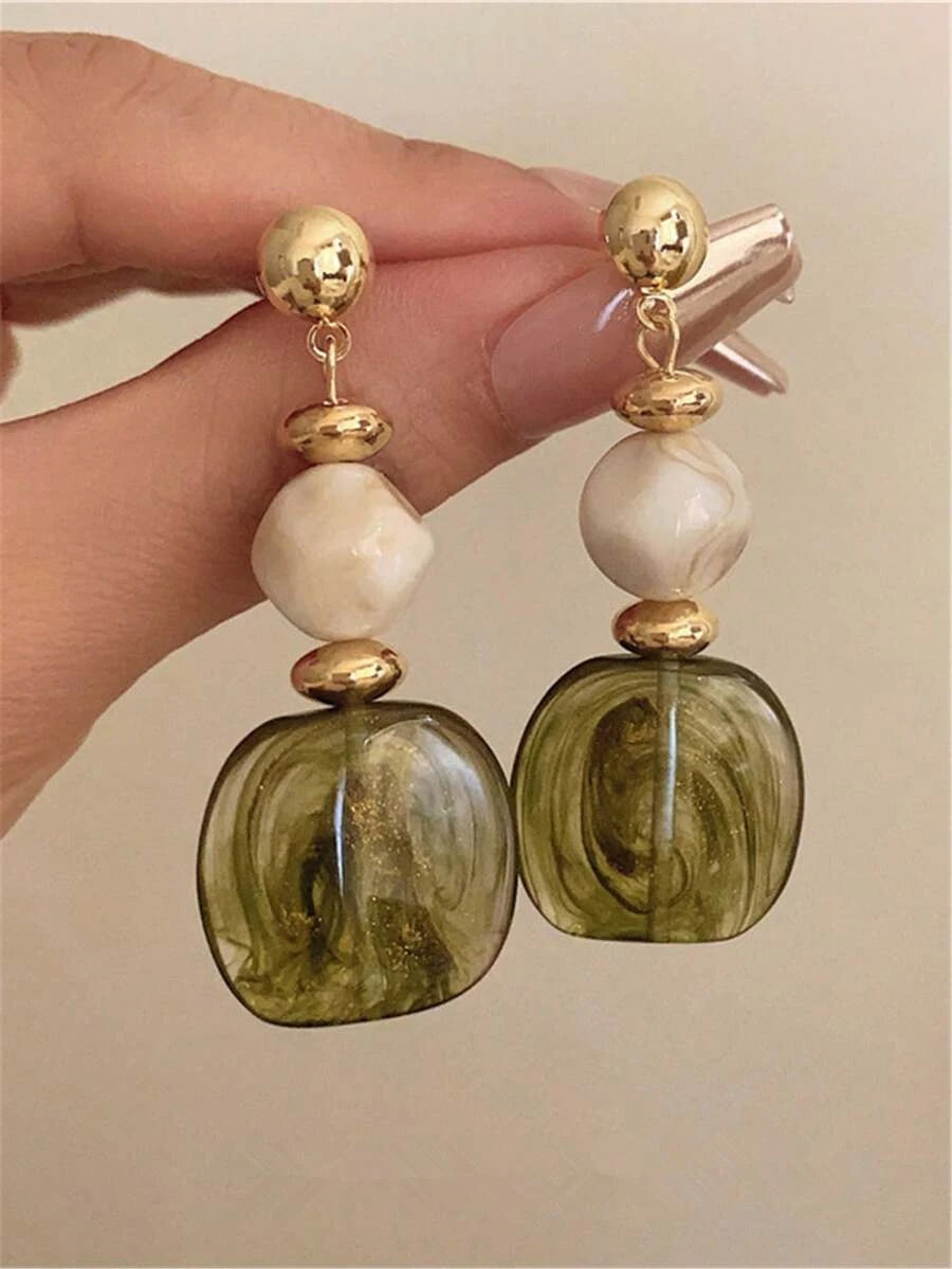 Vintage Asymmetrical Tie Dye Pendant Earrings