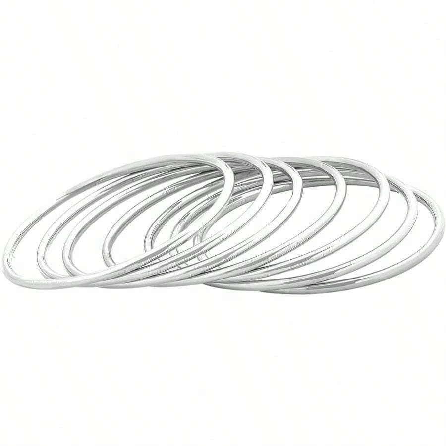 Glossy Thin Round Bangle Bracelet Set