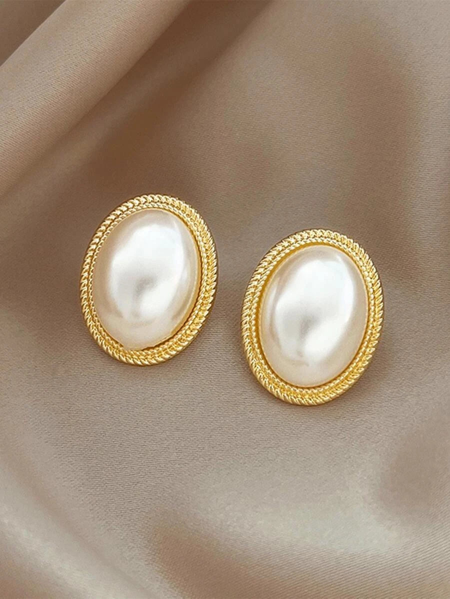 French Vintage Faux Pearl Stud Earrings