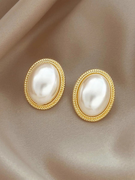 French Vintage Faux Pearl Stud Earrings