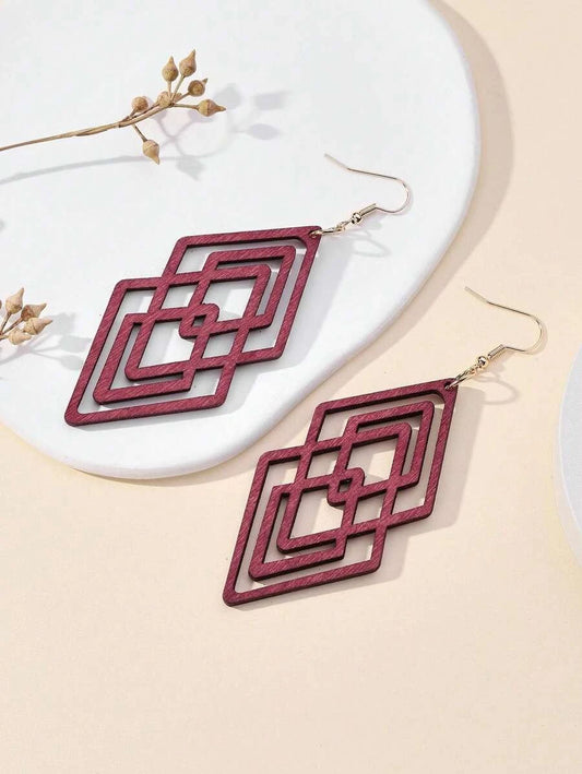 Casual Geometric Wooden Earrings