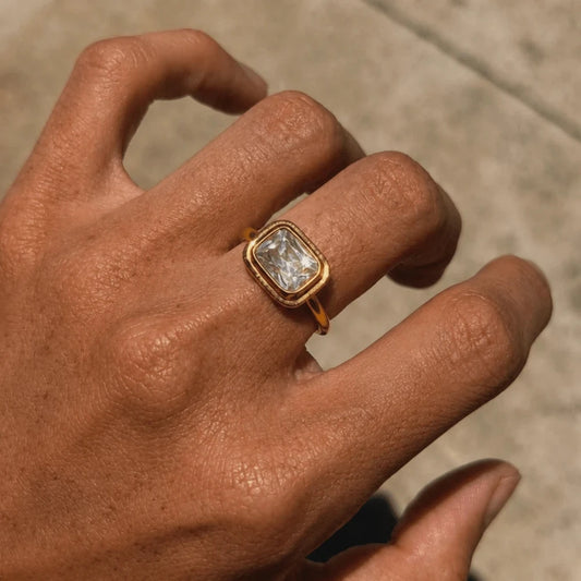 Vintage Gold Plated Cubic Zirconia Ring