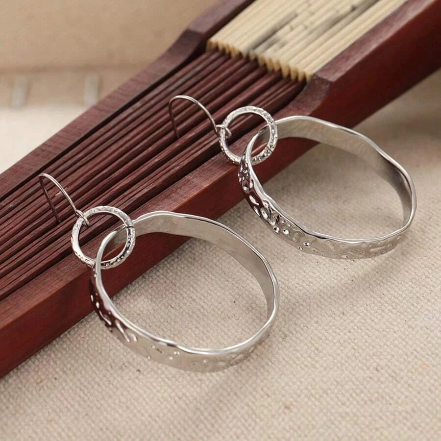 Vintage Handmade Round Hoop Earrings
