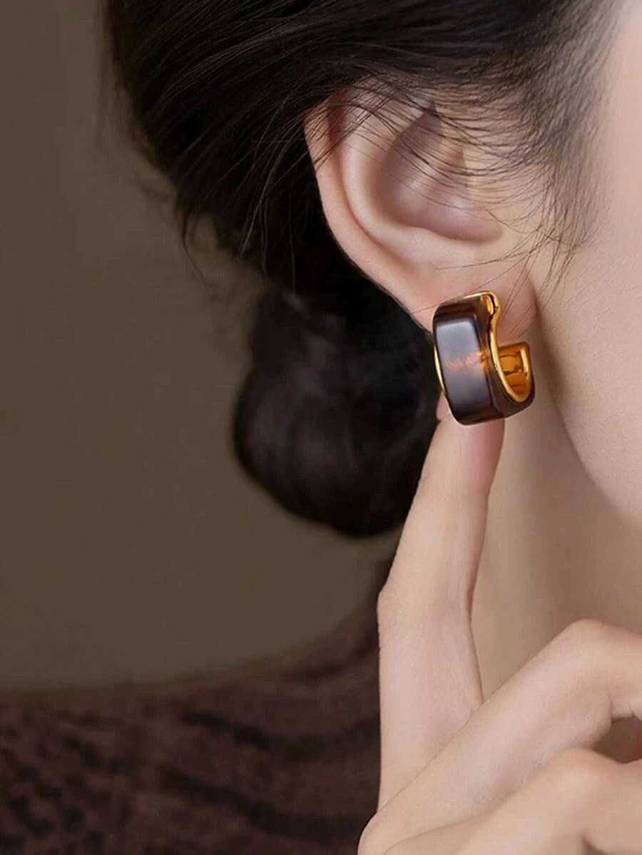 Resin C-Shaped Hoop Earrings