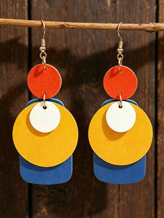 Minimalist Geometric Leather Earrings