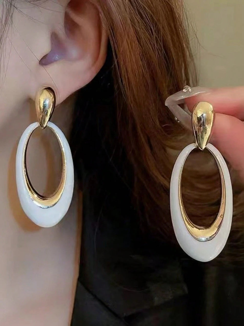 Burgundy Oval Drop Earrings