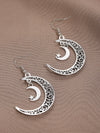 Retro Asymmetric Crescent Moon Drop Earrings