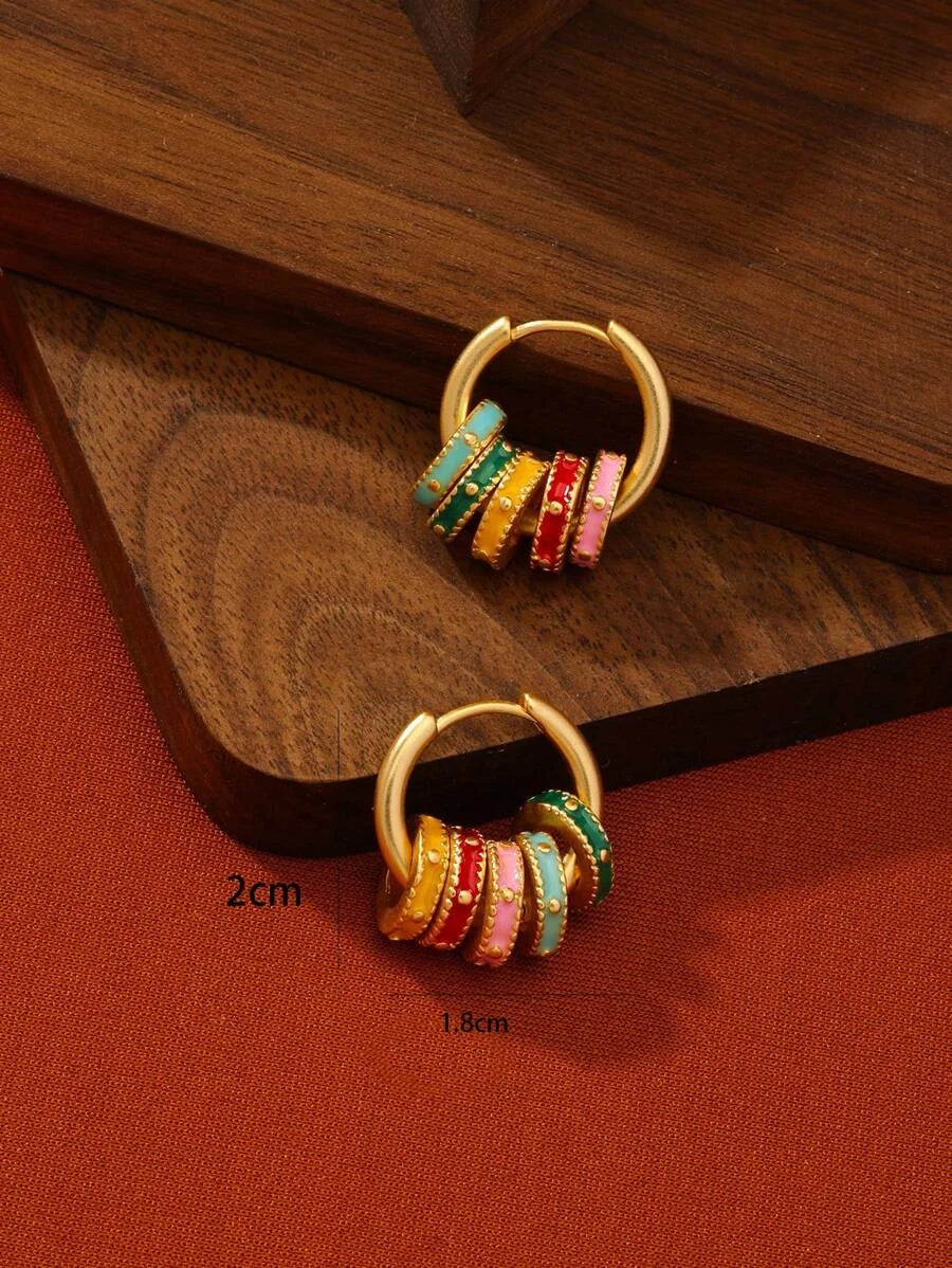 Colorful Enamel Clover Earring Studs