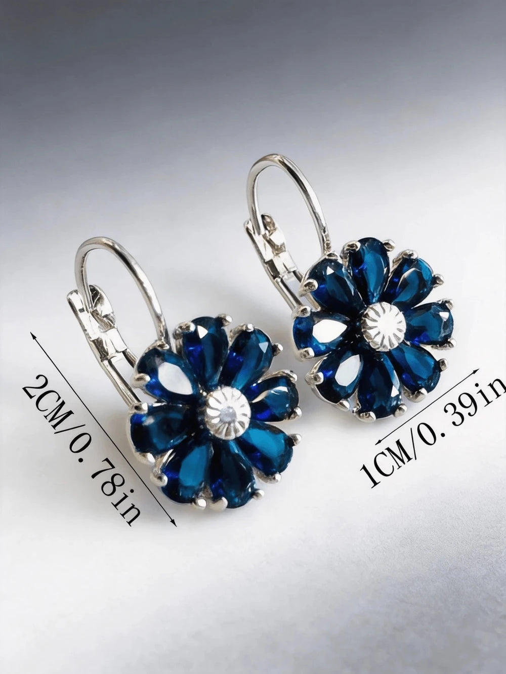 Vintage Floral Royal Blue Dangle Earrings