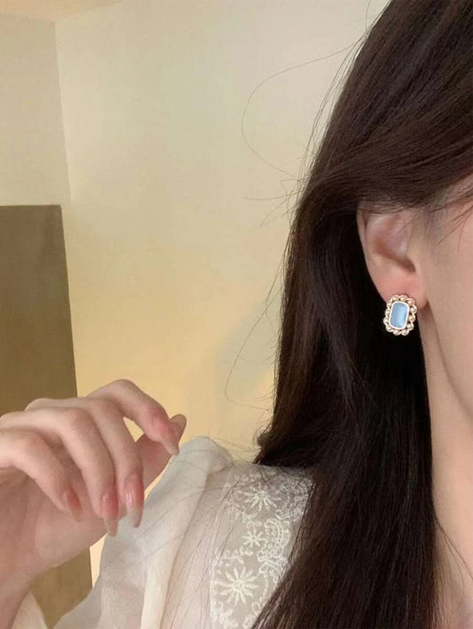 Geometric Faux Pearl Stud Earrings
