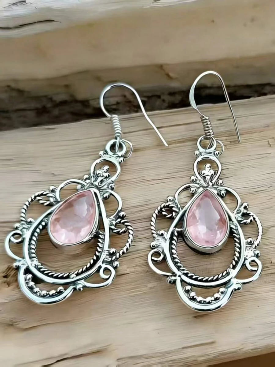 Vintage Bohemian Teardrop Gemstone Earrings
