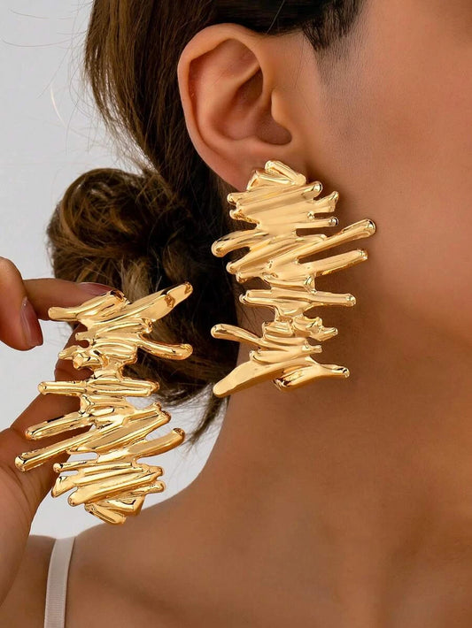 Vintage Asymmetrical Metal Earrings