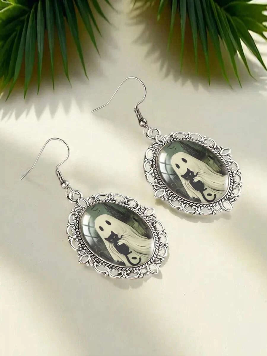 Gothic Ghost Cat Earrings