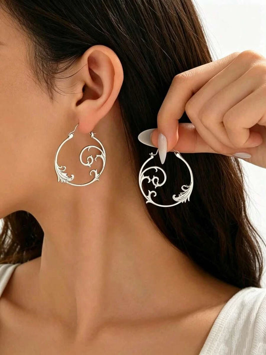 Vintage Silver Minimalist Spiral Earrings