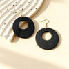 Vintage Wooden Round Hollow Out Earrings