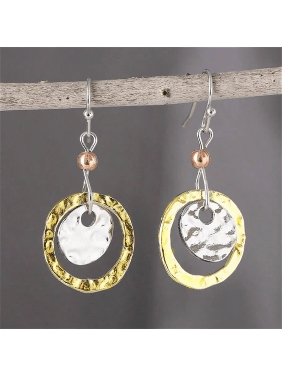 Bohemian Vintage Hollow Round Pendant Earrings