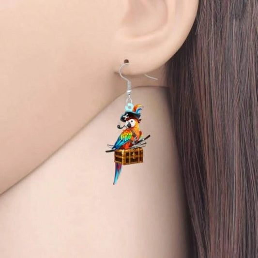 Acrylic Parrot Dangle Earrings
