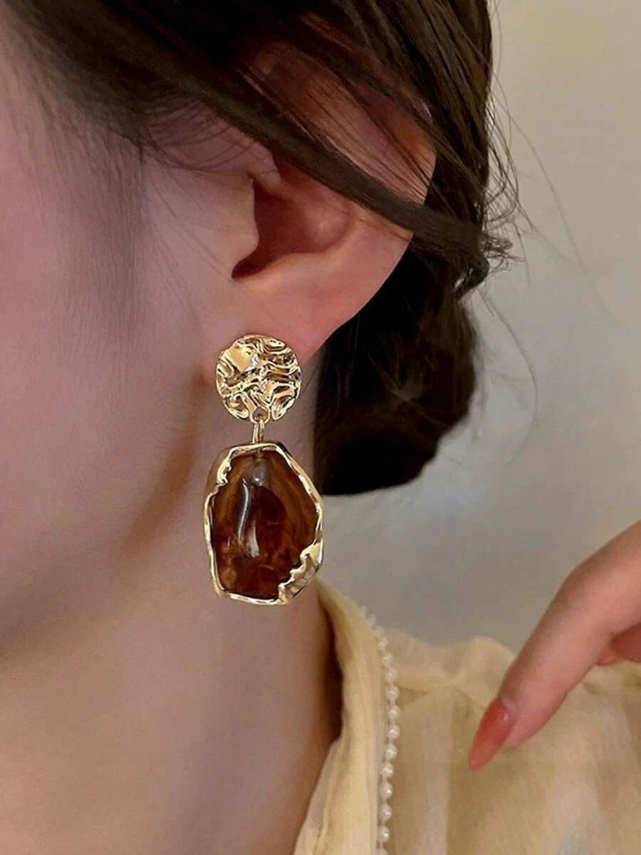 Retro Geometric Resin Earrings